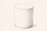 Pencil sketch of the Trabia smooth drum side table, three-quarter view