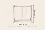 Trani cabinet dimensions: 33.9 in wide, 31.5 in high, 15 in deep