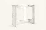 Pencil sketch of the Trani cabinet, drawn from the same three-quarter view