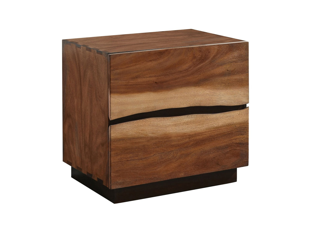 Treia Smokey Walnut Storage Bedroom Set: Real photo: nightstand