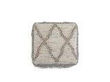 Triora Handloom Wool and Cotton Square Pouf photographed on white from directly above, showing the diamond pattern on the top