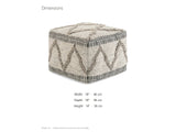 Triora Handloom Wool and Cotton Square Pouf dimensions: 18.0 in wide, 18.0 in deep, 14.0 in high