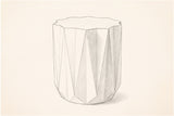 Pencil sketch of the Troina side table, drawn from the same three-quarter view