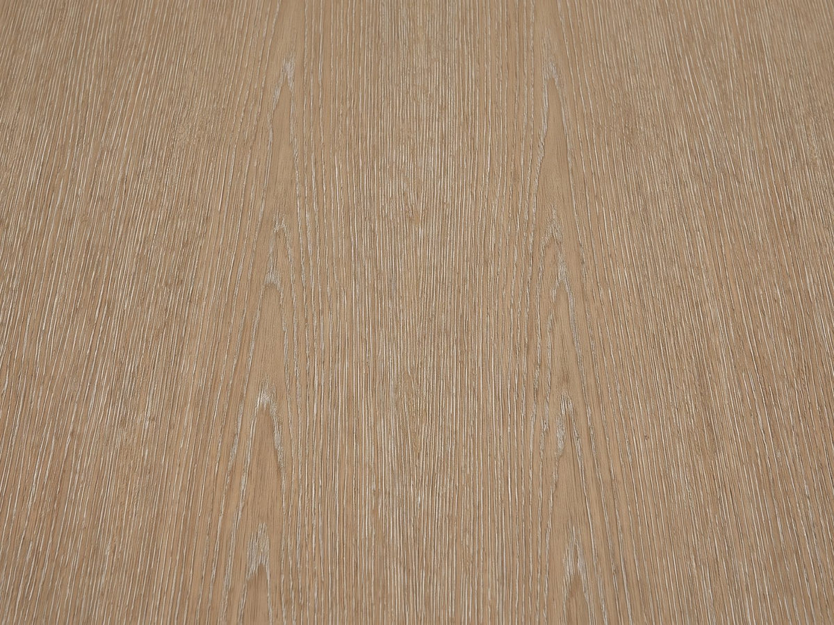 Close-up of the Tuglie Cerused Toffee Drum Side Table: the cerused open grain of the toffee wood