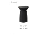 Tursi Black Mango Ribbed Pedestal Side Table dimensions: 13.0 in wide, 13.0 in deep, 18.0 in high