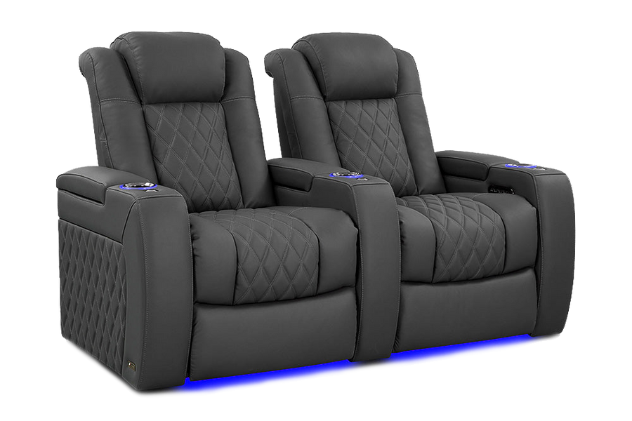 Valencia Tuscany Luxury Leather Home Theater Seating Row of 2, Graphite