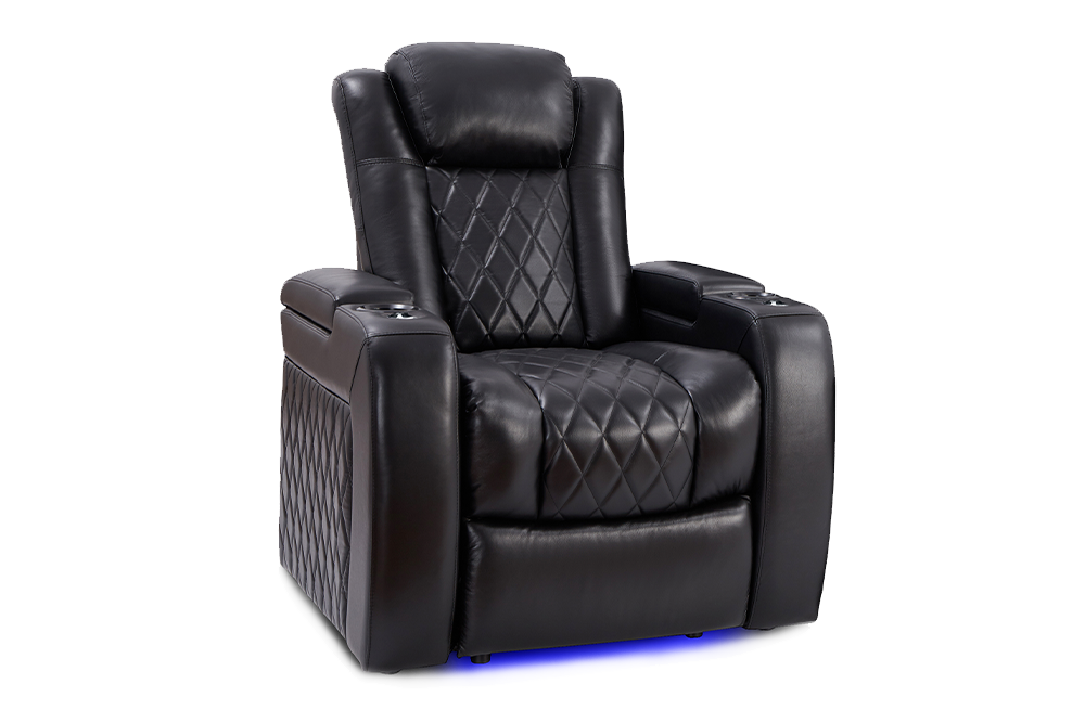 Valencia Tuscany Slim Leather Home Theater Seating Single, Midnight Black