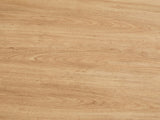 Close-up of the Udine Natural Wood Veneer Fluted Pedestal Coffee Table: the natural wood veneer grain of the top