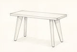 Pencil sketch of the Umbertide bench, drawn from the same three-quarter view