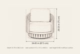 Ustica swivel lounge chair dimensions: 34.45 in wide, 29.53 in high, 33.19 in deep