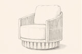 Pencil sketch of the Ustica swivel lounge chair, three-quarter view