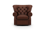 In White Background, Straight View of Valencia Liam Tufted Full-Anline Leather Recliner with Nailheads, Single Seat, Lipari Choco