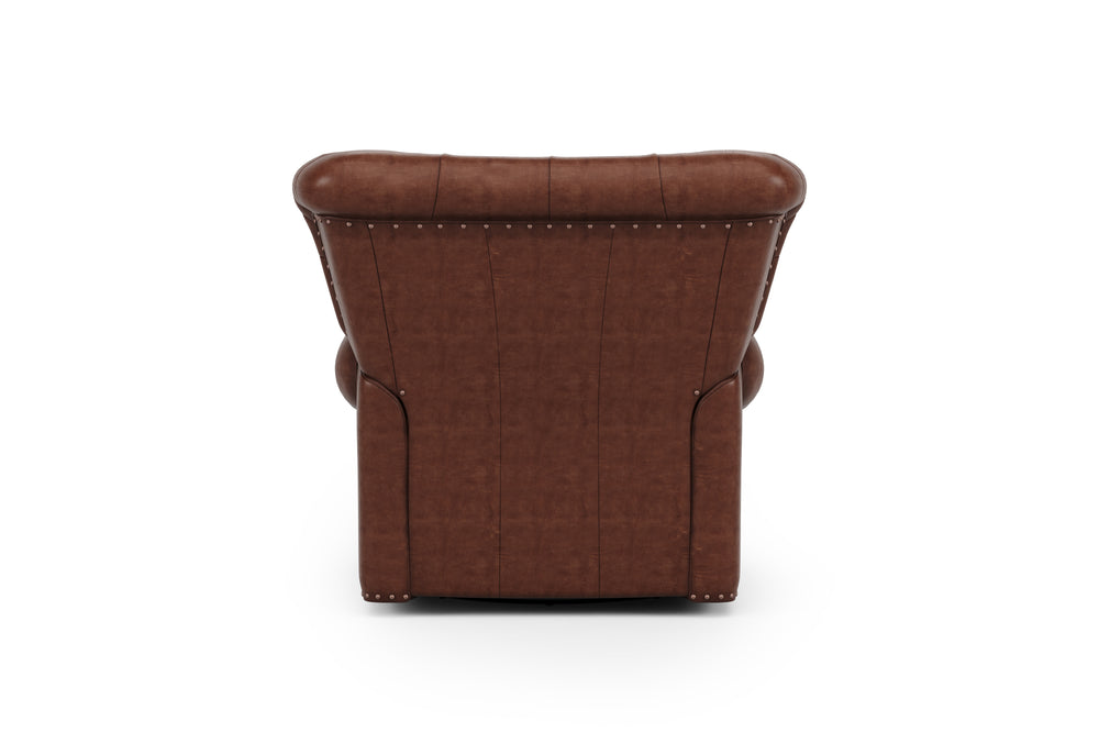 Valencia Liam Tufted Top Grain Leather Recliner with Nailheads, Single Seat, Lipari Choco