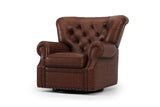 In White Background, Right Angled View of Valencia Liam Tufted Full-Anline Leather Recliner with Nailheads, Single Seat, Lipari Choco
