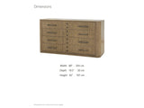 Valdagno 80-Inch Eucalyptus Veneer Dresser dimensions: 80.0 in wide, 19.5 in deep, 42.0 in high
