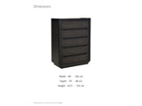 Valdobbiadene 40-Inch Burnished Black 5-Drawer Chest dimensions: 40.0 in wide, 19.0 in deep, 52.5 in high