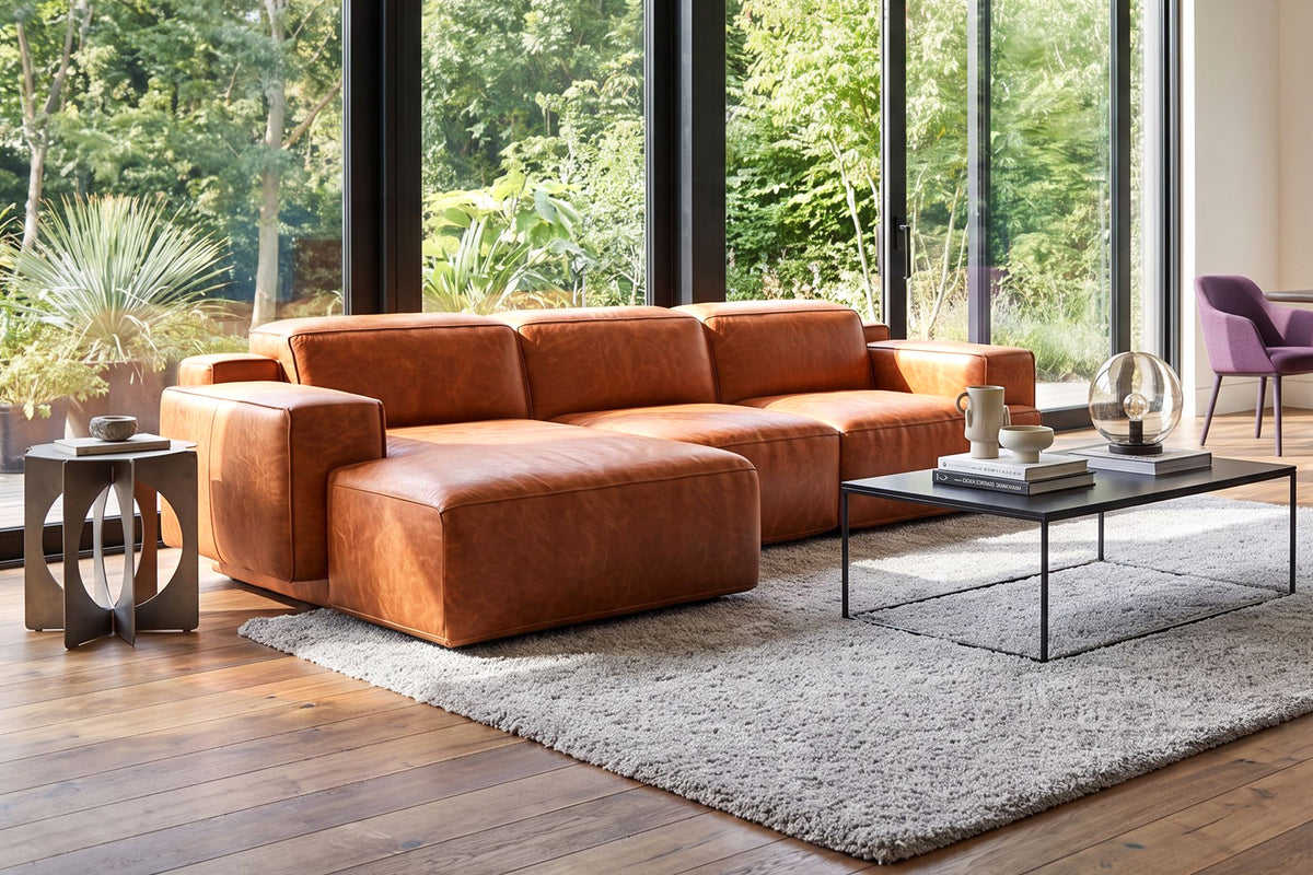 Valentina Distressed Leather Recliner Sectional Sofa