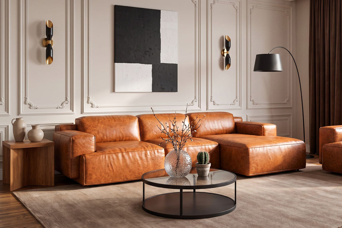 Valentina Distressed Leather Recliner Sectional Sofa