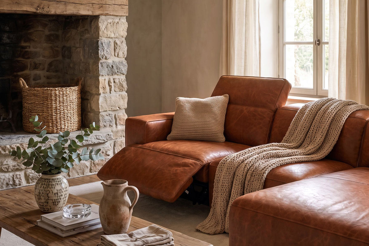 Valentina Distressed Leather Recliner Sectional Sofa