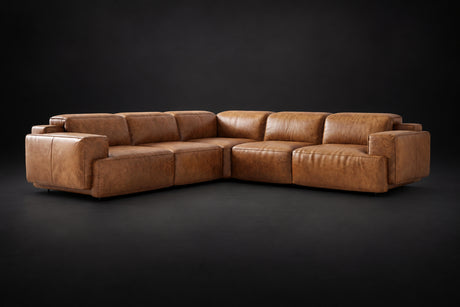 Valencia Valentina Distressed Leather Corner Recliner Sectional Sofa