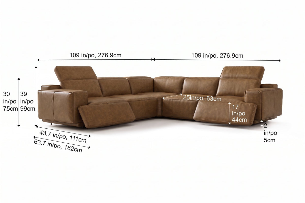 Valencia Valentina Distressed Leather Corner Recliner Sectional Sofa