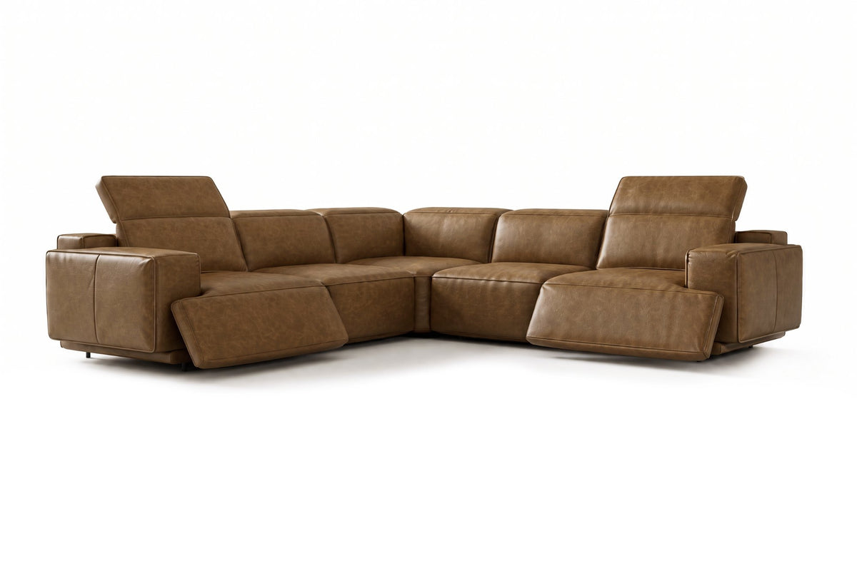 Valencia Valentina Distressed Leather Corner Recliner Sectional Sofa
