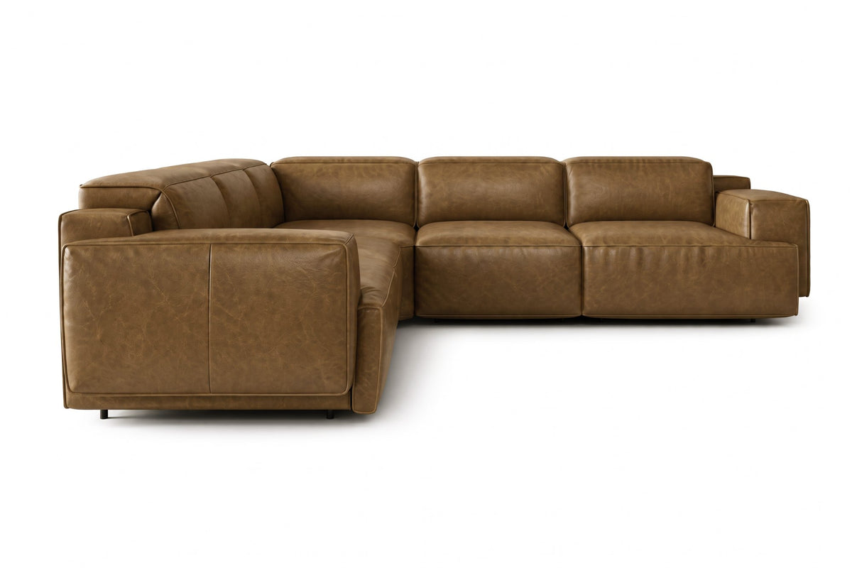 Valencia Valentina Distressed Leather Corner Recliner Sectional Sofa
