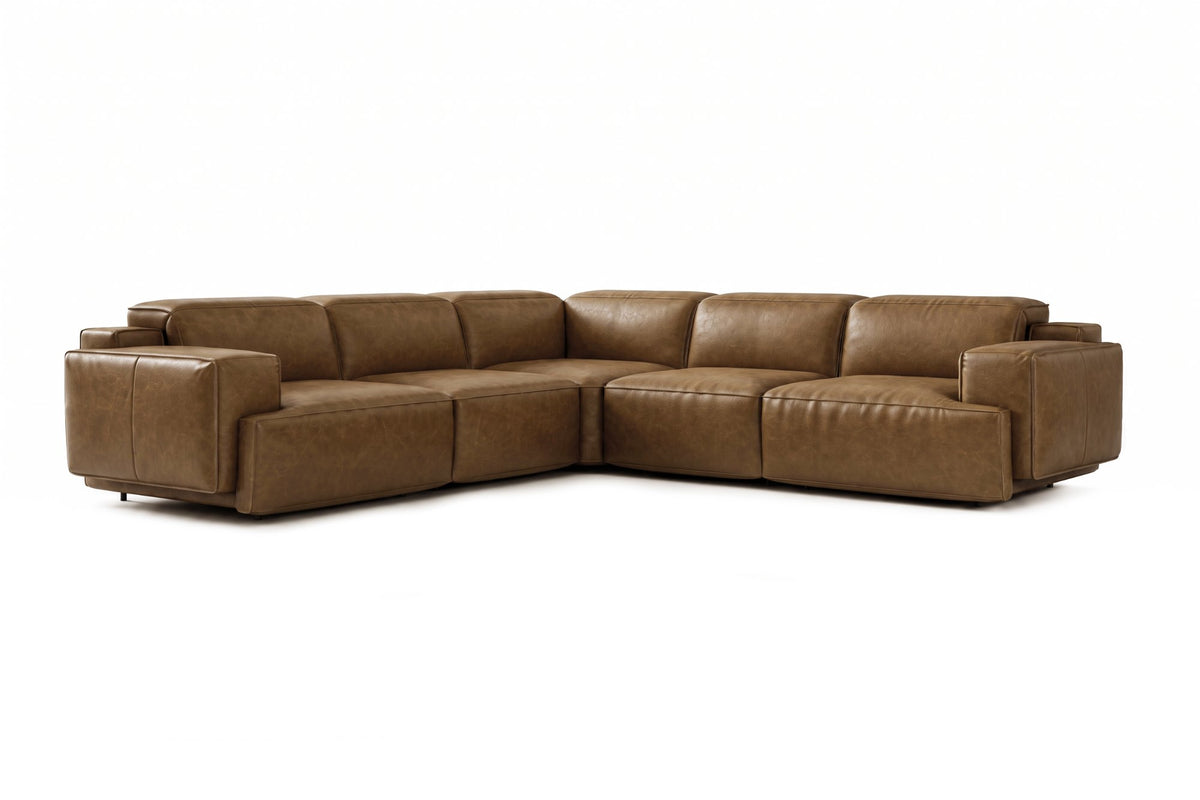 Valencia Valentina Distressed Leather Corner Recliner Sectional Sofa
