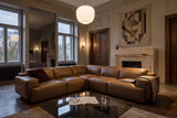 Valencia Valentina Distressed Leather Corner Recliner Sectional Sofa
