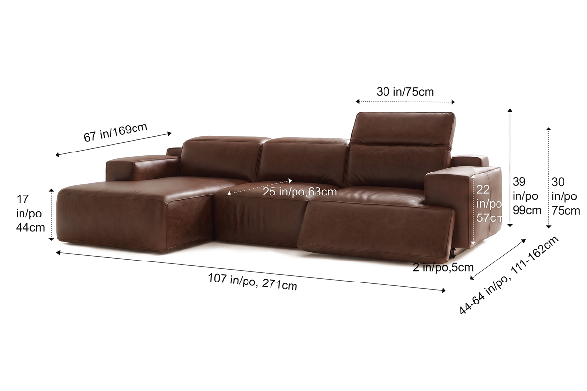 Valentina Distressed Leather Recliner Sectional Sofa