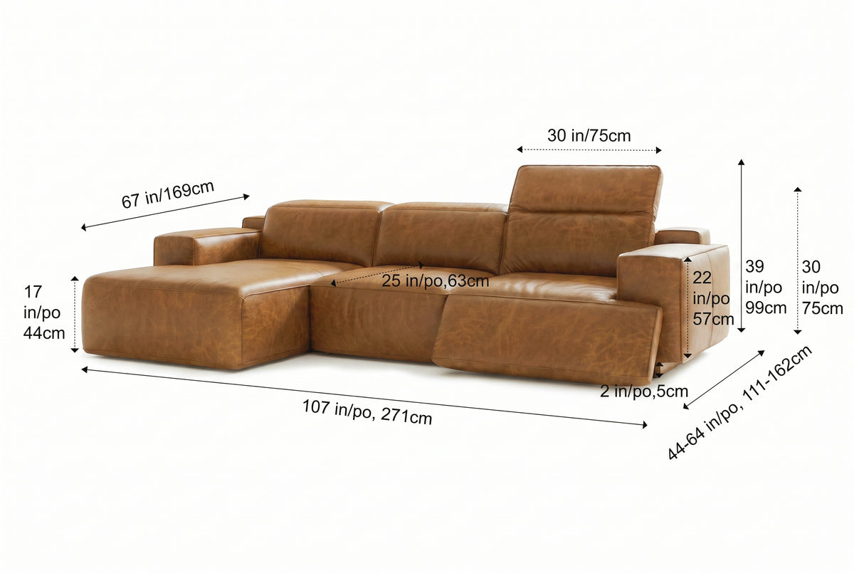 Valentina Distressed Leather Recliner Sectional Sofa