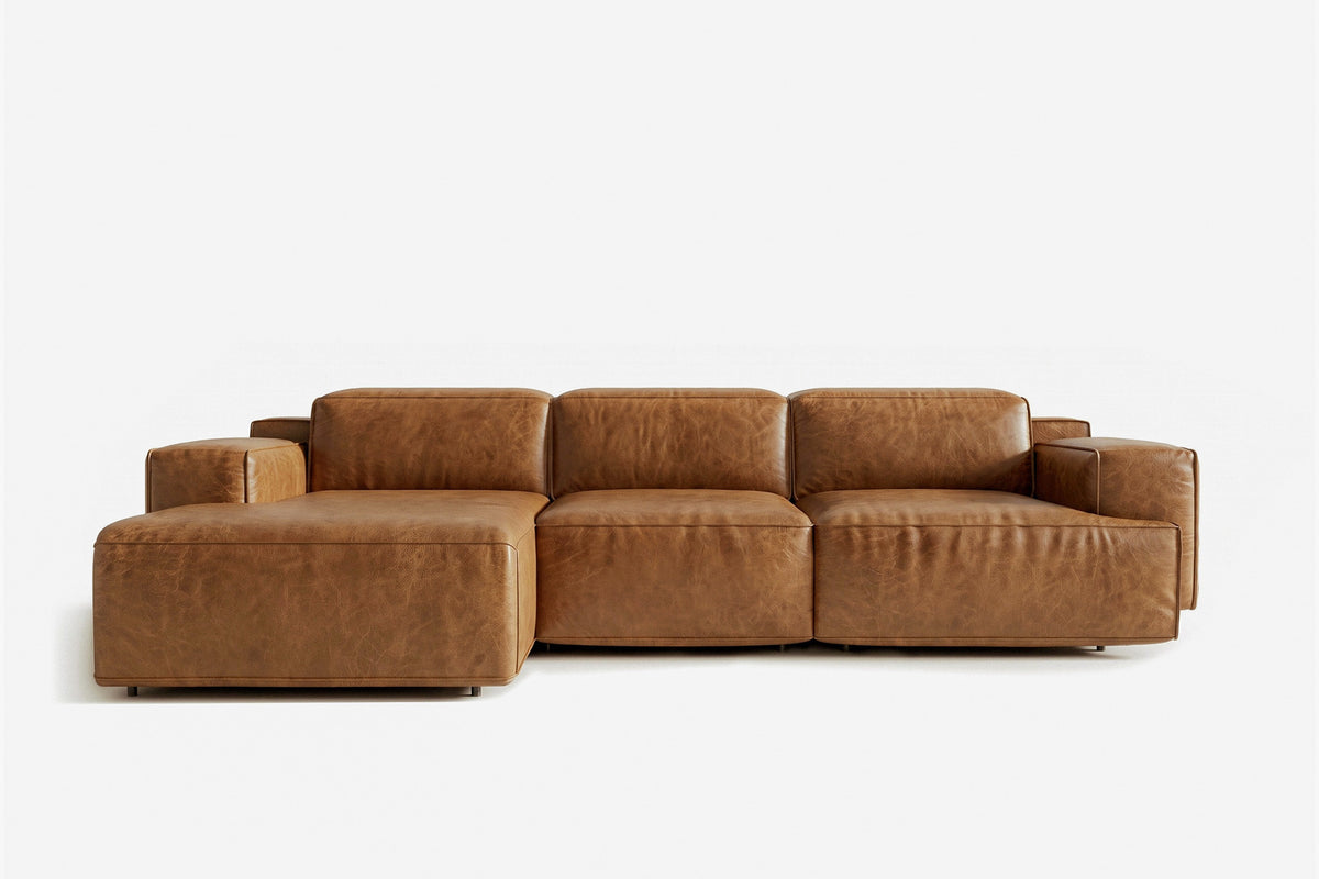 Valentina Distressed Leather Recliner Sectional Sofa