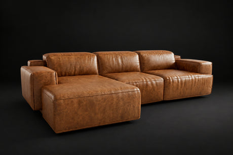 Valentina Distressed Leather Recliner Sectional Sofa
