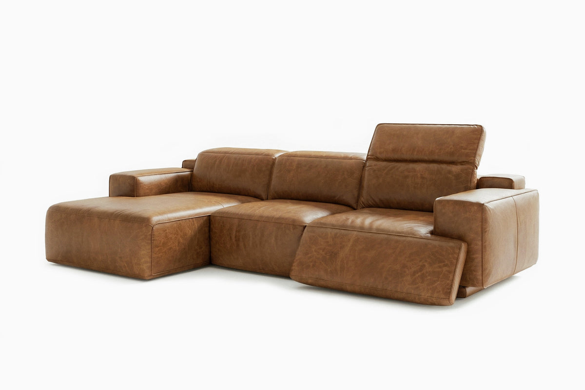 Valentina Distressed Leather Recliner Sectional Sofa