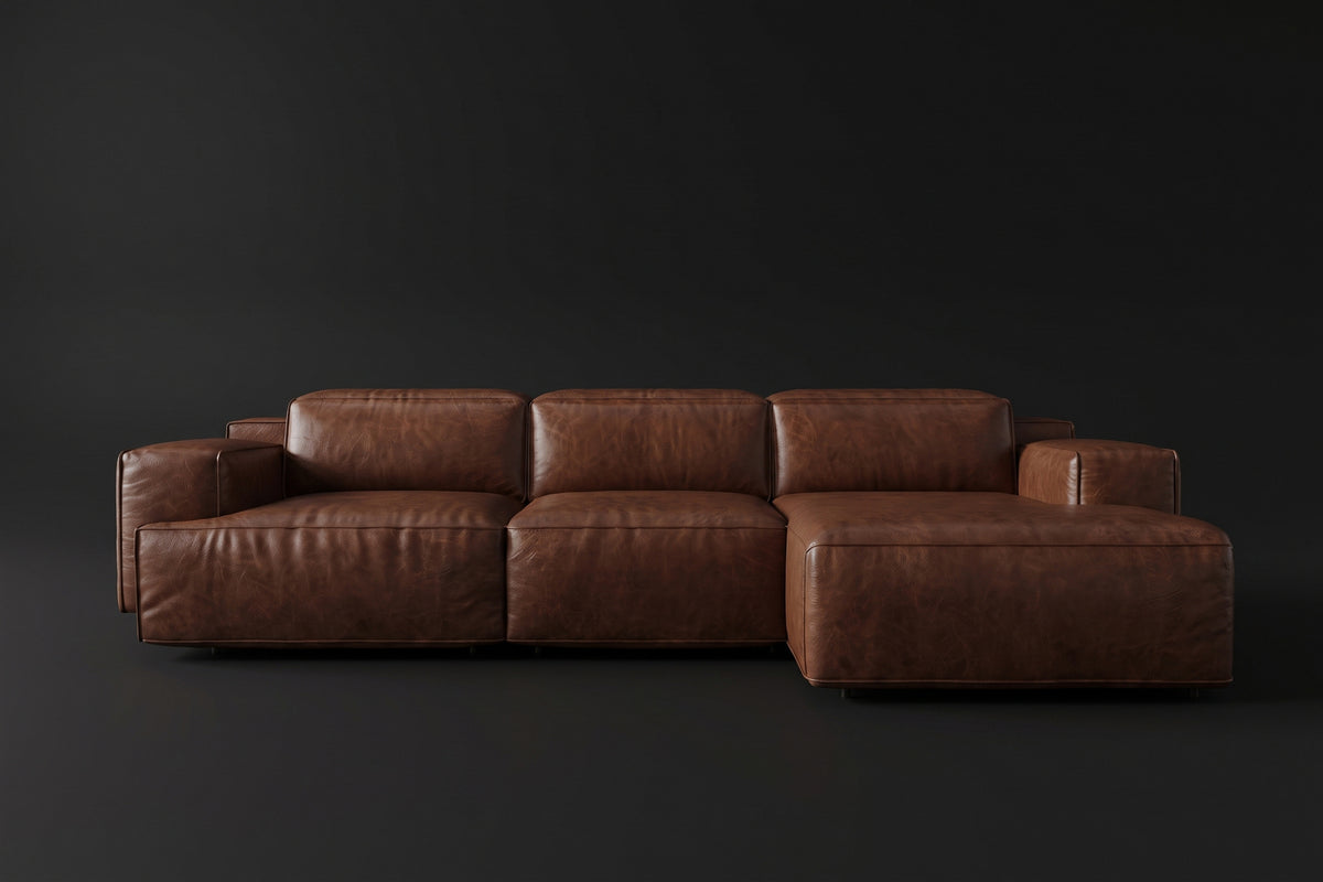 Valentina Distressed Leather Recliner Sectional Sofa
