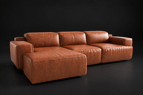 Valentina Distressed Leather Recliner Sectional Sofa