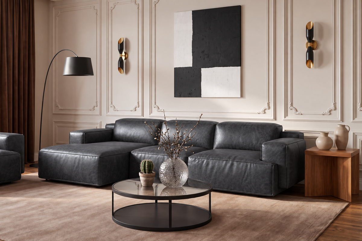 Valentina Distressed Leather Recliner Sectional Sofa