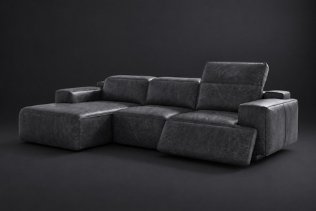 Valentina Distressed Leather Recliner Sectional Sofa