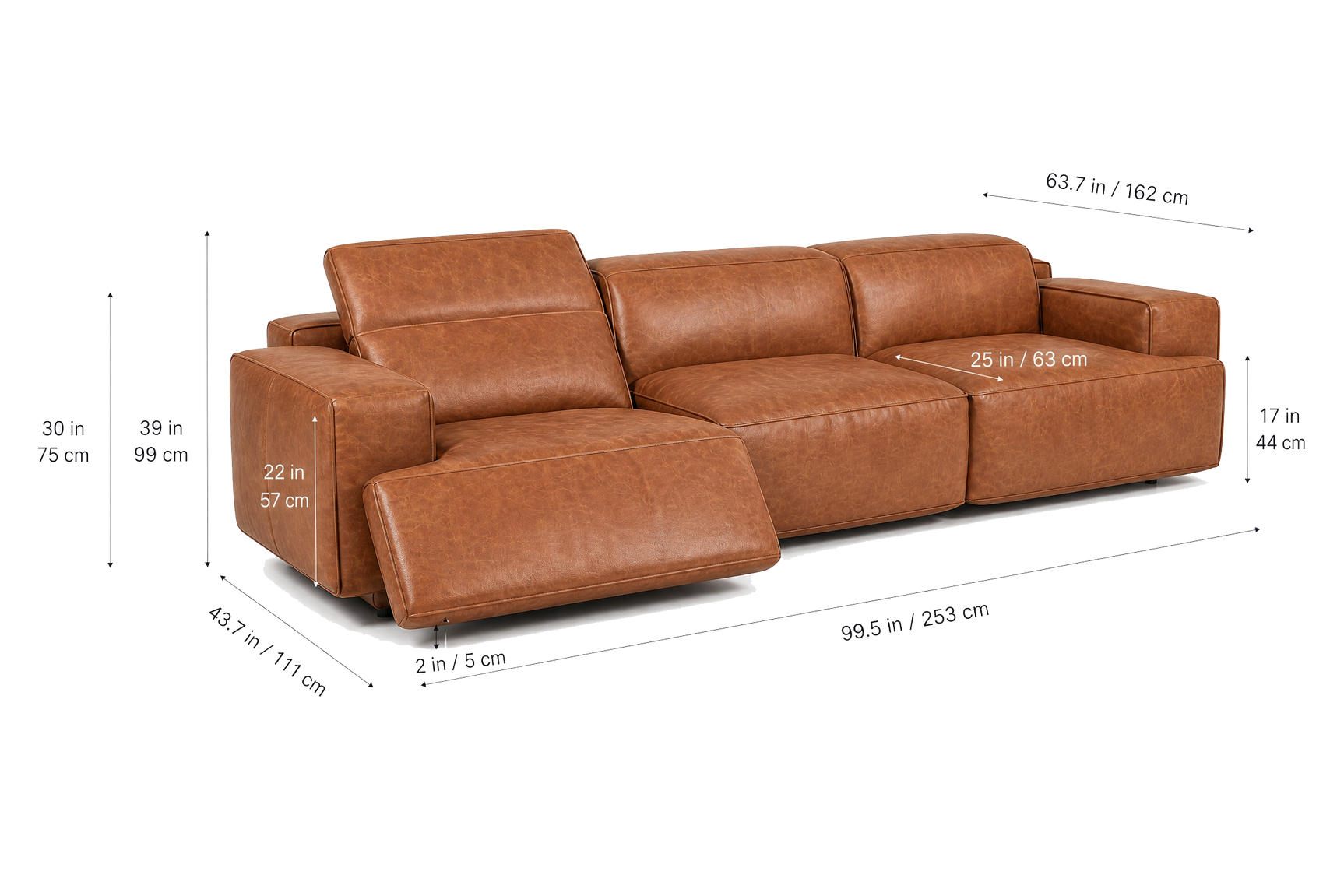 Valentina Distressed Leather Recliner Sofa
