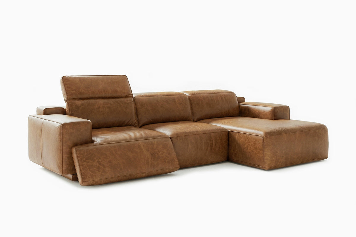 Valentina Distressed Leather Recliner Sectional Sofa