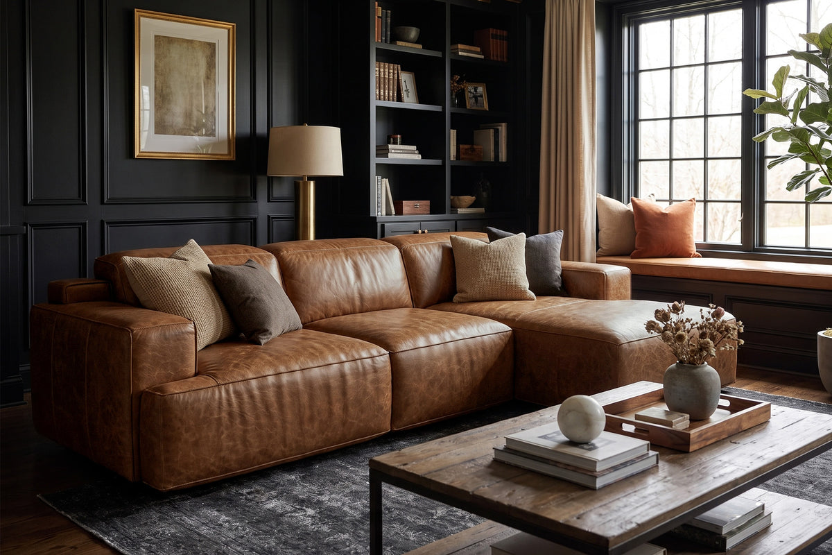 Valentina Distressed Leather Recliner Sectional Sofa