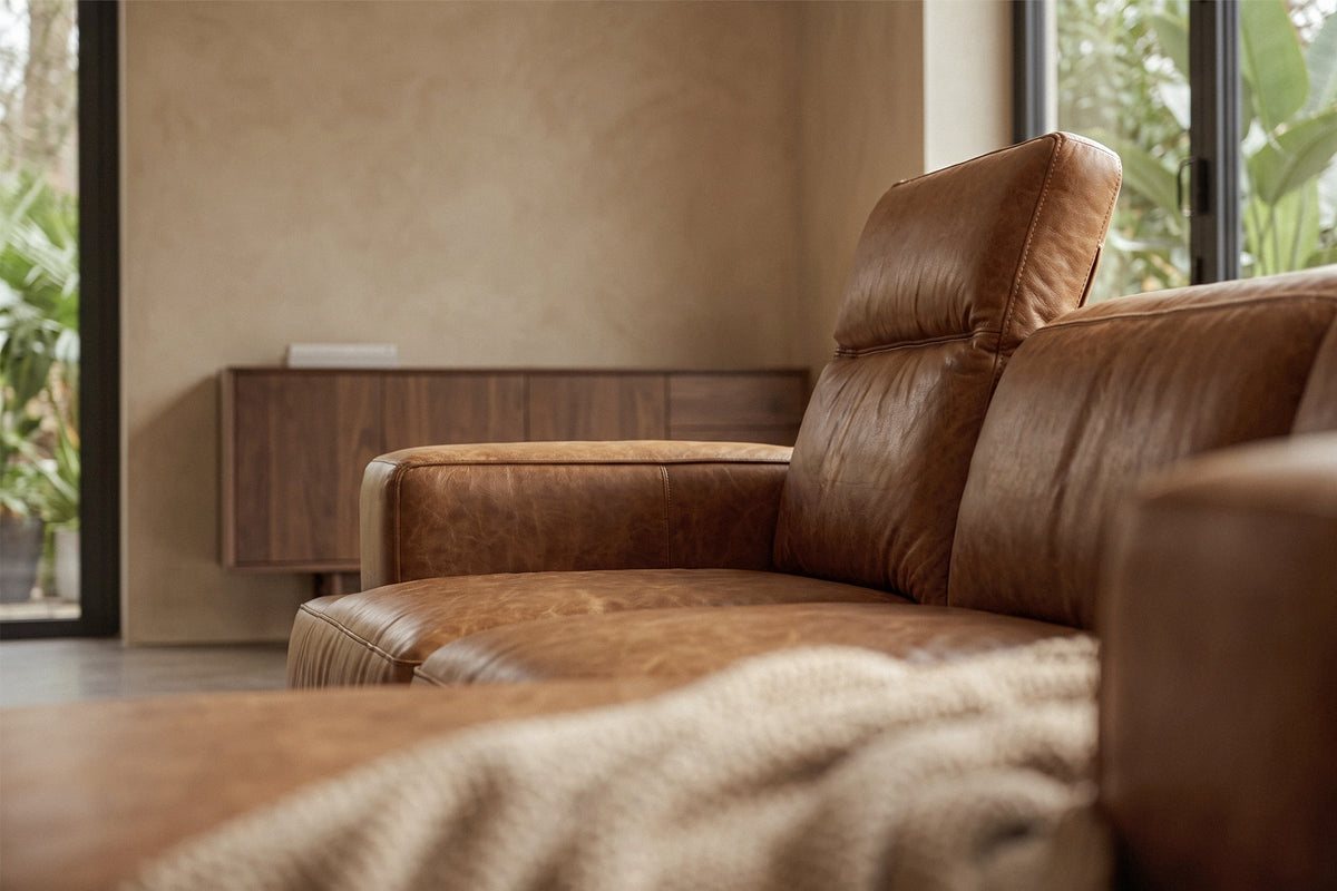 Valentina Distressed Leather Recliner Sectional Sofa
