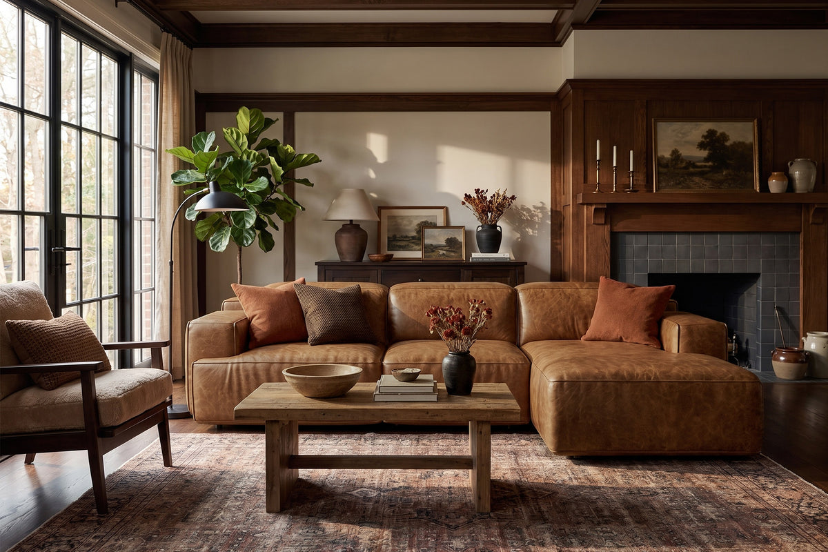 Valentina Distressed Leather Recliner Sectional Sofa