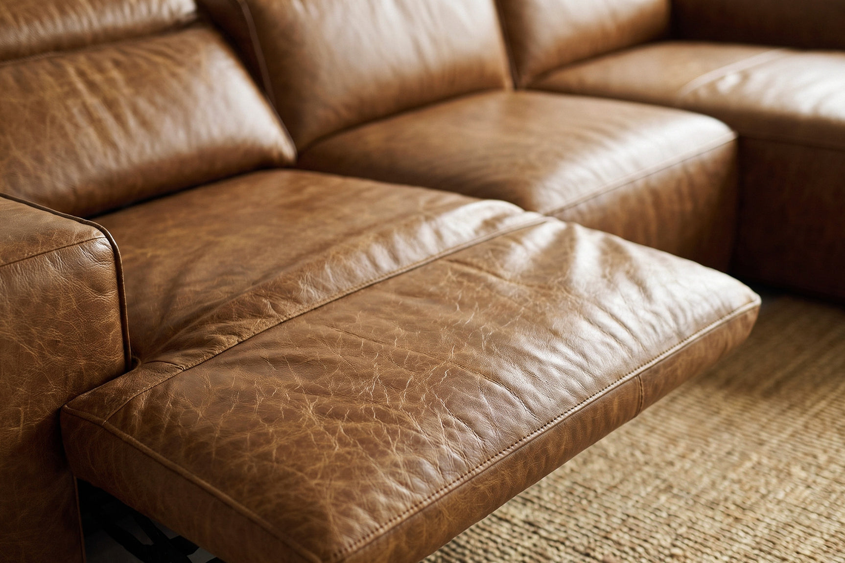 Valentina Distressed Leather Recliner Sectional Sofa