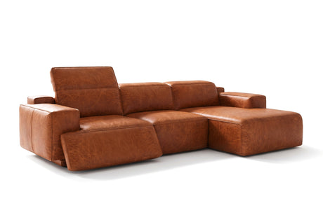 Valentina Distressed Leather Recliner Sectional Sofa