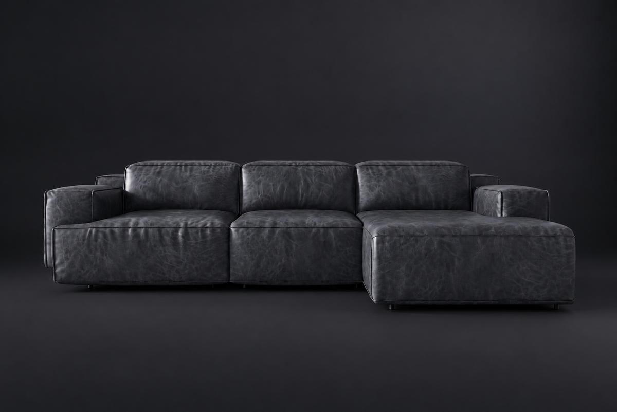 Valentina Distressed Leather Recliner Sectional Sofa