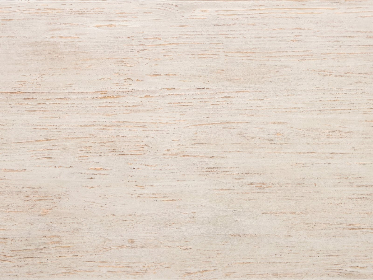 Close-up of the Varallo Reclaimed Pine Waterfall Coffee Table: the whitewashed grain of the reclaimed pine top