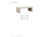 Varallo Reclaimed Pine Waterfall Coffee Table dimensions: 55.0 in wide, 26.0 in deep, 18.0 in high