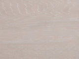 Close-up of the Venzone 64-Inch Cerused Oak 6-Drawer Dresser: the cerused oak grain with white-filled pores