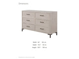 Venzone 64-Inch Cerused Oak 6-Drawer Dresser dimensions: 64.0 in wide, 19.5 in deep, 39.5 in high
